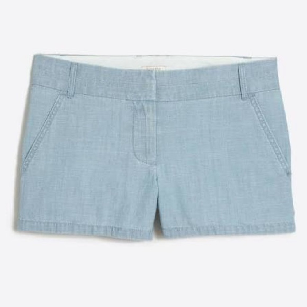 0 J. Crew Factory 3" chambray shorts women’s light wash 100% cotton